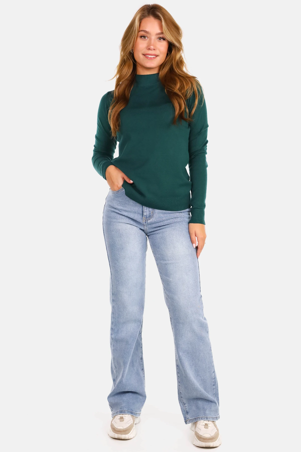 Trui turtleneck donkergroen afbeelding